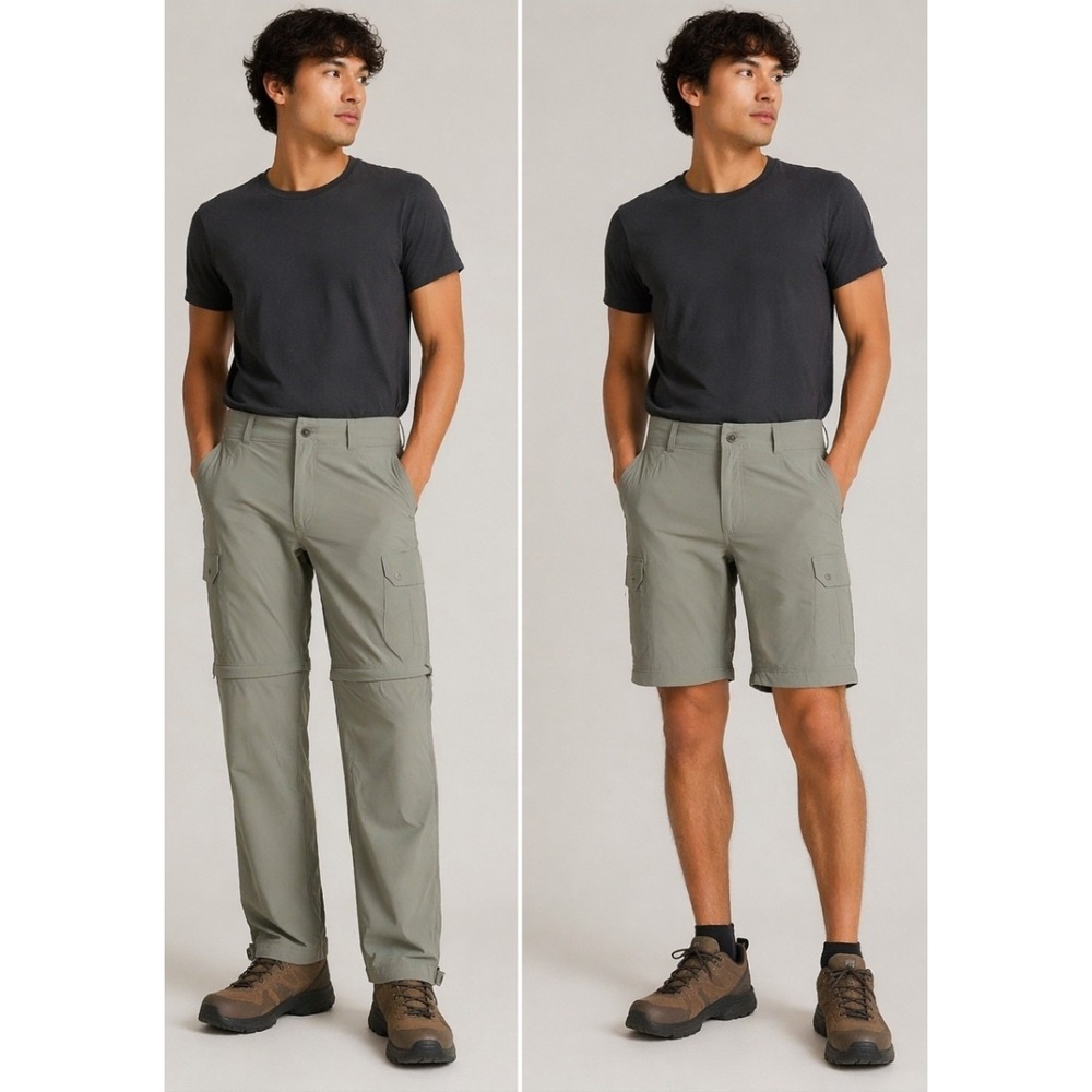 KUHL Renegade Stealth Convertible Pants Zip Off Shorts Green Cargo  Mens 35x30